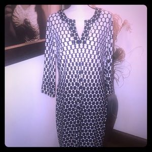 Black/white ombré dot dress